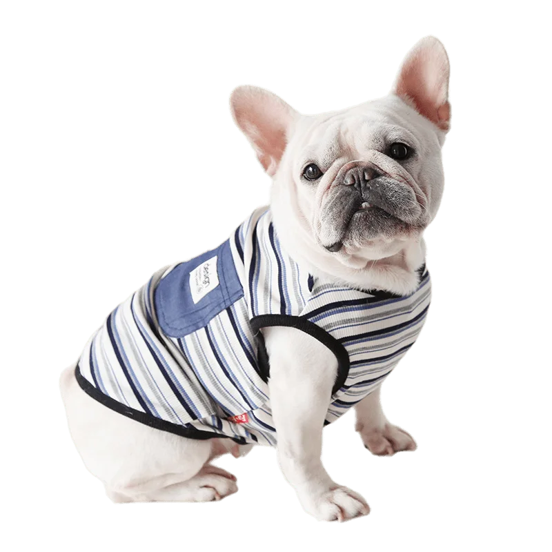 Denim Bag Color Striped Vest for Fat Dog Clothes Pug Corgi Garfield Spring Summer Clothes for French Bulldog
Denim Bag Color Striped Vest for Fat Dog Clothes Pug Corgi Garfield Spring Summer Clothes for French Bulldog