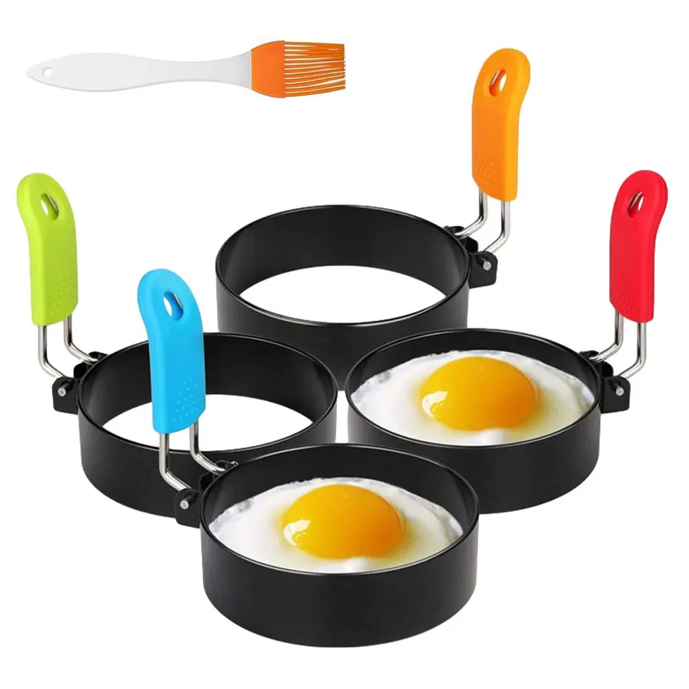 

4pcs Stainless Steel Fried Egg Pancake Shaper Omelette Mold Non-Stick Egg Mould Frying Egg Cooking Tools Kitchen Gadgets