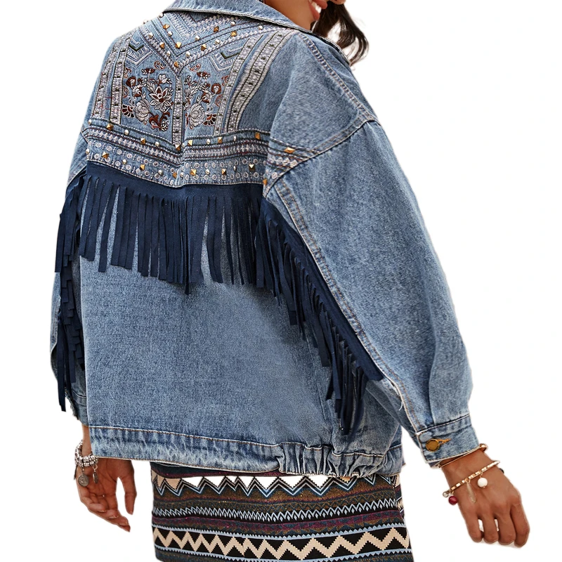 Denim Jacket Korean Floral Embroidery Suede Fringe Loose Chaquetas Mujer Coat Long Sleeve Outerwear Jacket Women Veste Femme
Denim Jacket Korean Floral Embroidery Suede Fringe Loose Chaquetas Mujer Coat Long Sleeve Outerwear Jacket Women Veste Femme