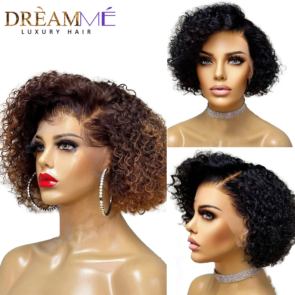 

Deep Curl Human Hair Wigs 4x4 Lace Closure Wigs Brazilian Lace Frontal Wig Deep Wave Pre Plucked 250% Density For Black Women