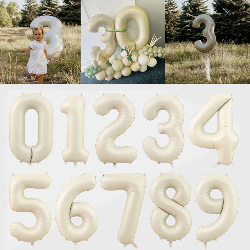 Cream color Foil Balloon Number 0-9 ivory White Digital Ballon Birthday Party Decoration Wedding Baby Shower Helium Globos
Cream color Foil Balloon Number 0-9 ivory White Digital Ballon Birthday Party Decoration Wedding Baby Shower Helium Globos