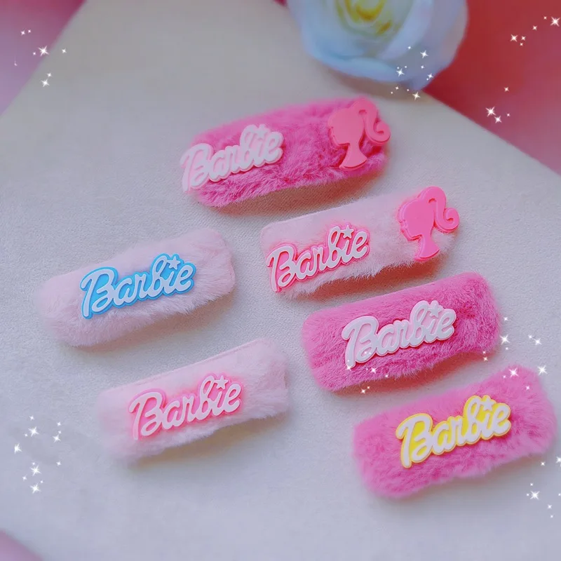 

Barbie Girls Plush Hair Clip Anime Y2K Cartoon Sweet Broken Bangs Hairpin Fashion Headwear Hair Accessories Kawaii Gifts Toys
