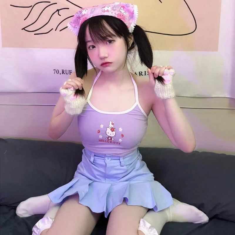 Женский короткий топ HELLO KITTY y2k, с мультяшным принтом, модная сексуальная футболка на подтяжках
Женский короткий топ HELLO KITTY y2k, с мультяшным принтом, модная сексуальная футболка на подтяжках