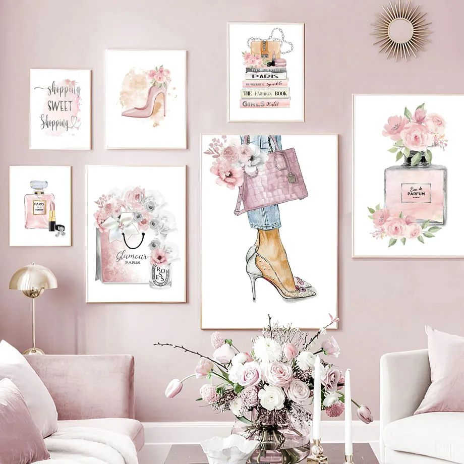 Fashion Girl Book Flower High Heel Perfume Wall Art Canvas Painting Nordic Poster And Prints Wall Pictures For Living Room Decor
Fashion Girl Book Flower High Heel Perfume Wall Art Canvas Painting Nordic Poster And Prints Wall Pictures For Living Room Decor