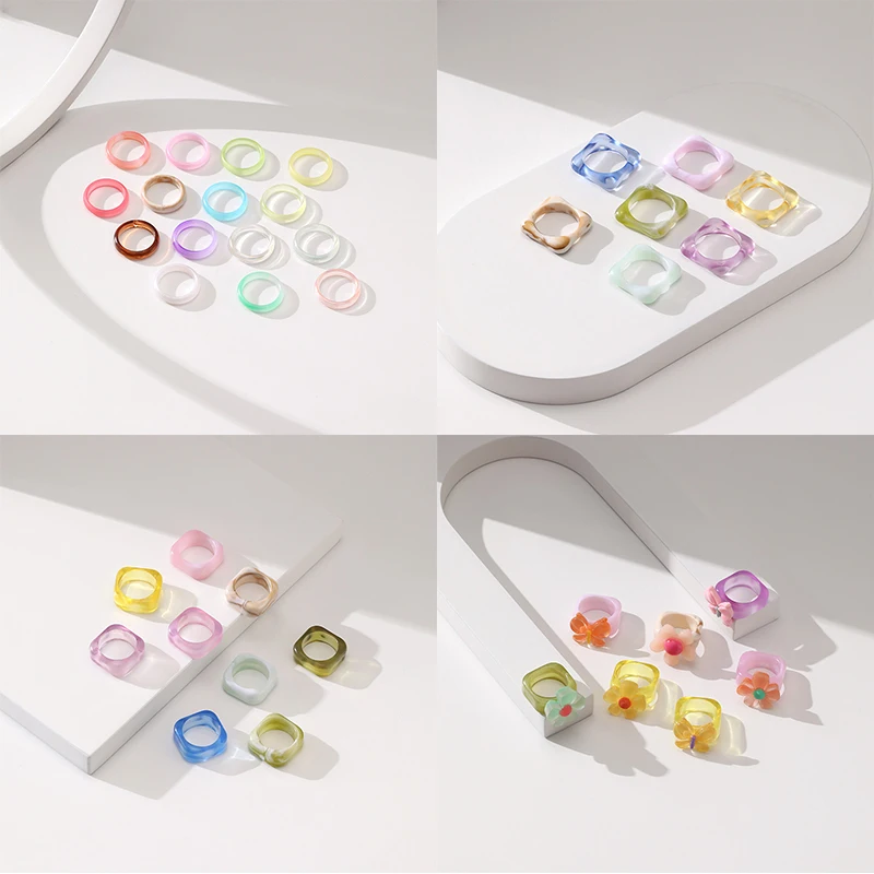 Korean Flowers Colorful Acrylic Resin Ring Set Fashion Geometric Aesthetic Jewelry Ring For Women Girls Joint Rings
Korean Flowers Colorful Acrylic Resin Ring Set Fashion Geometric Aesthetic Jewelry Ring For Women Girls Joint Rings