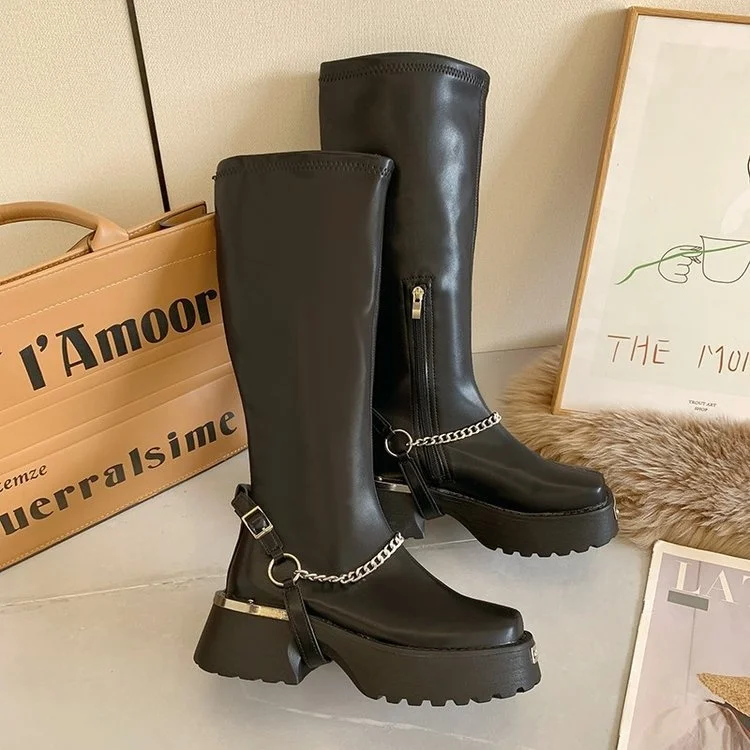 2022 PU Leather High Boots Women Slip On Thigh High Boots Spring Autumn Knee High Shoes Ladies Platform Stretch Long Boots
2022 PU Leather High Boots Women Slip On Thigh High Boots Spring Autumn Knee High Shoes Ladies Platform Stretch Long Boots