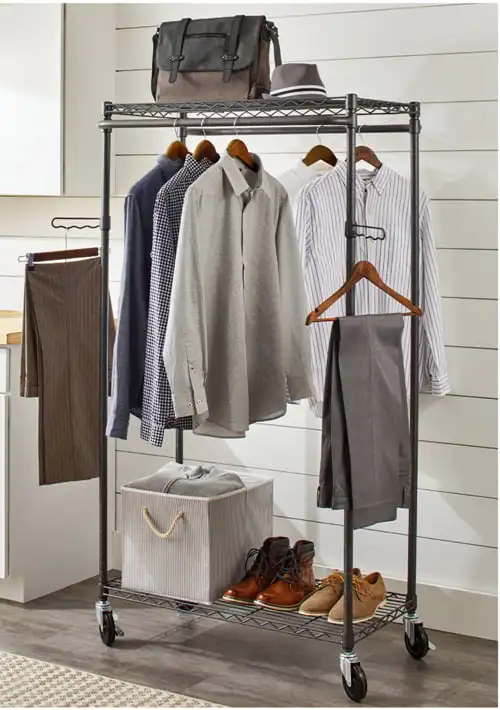 Free Shipping Double Hanging Garment Rack 38.2in Wx 23.6in Dx 66.1in H Gunmetal Finish Gray
Free Shipping Double Hanging Garment Rack 38.2in Wx 23.6in Dx 66.1in H Gunmetal Finish Gray