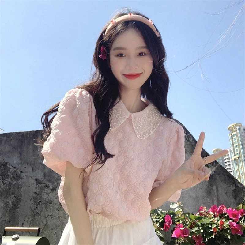 MEXZT Sweet Shirts Women Kawaii Patchwork Peter Pan Collar Blouses Summer Korean Office Lady Elegant Puff Sleeve Casual Tops New
MEXZT Sweet Shirts Women Kawaii Patchwork Peter Pan Collar Blouses Summer Korean Office Lady Elegant Puff Sleeve Casual Tops New