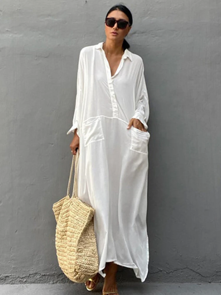 Swimsuit Cover Up White Maxi Beach Dresses Kaftan Kimono Elegant Pocket Loose Summer Tunic Beachwear Bathing Suits
Swimsuit Cover Up White Maxi Beach Dresses Kaftan Kimono Elegant Pocket Loose Summer Tunic Beachwear Bathing Suits