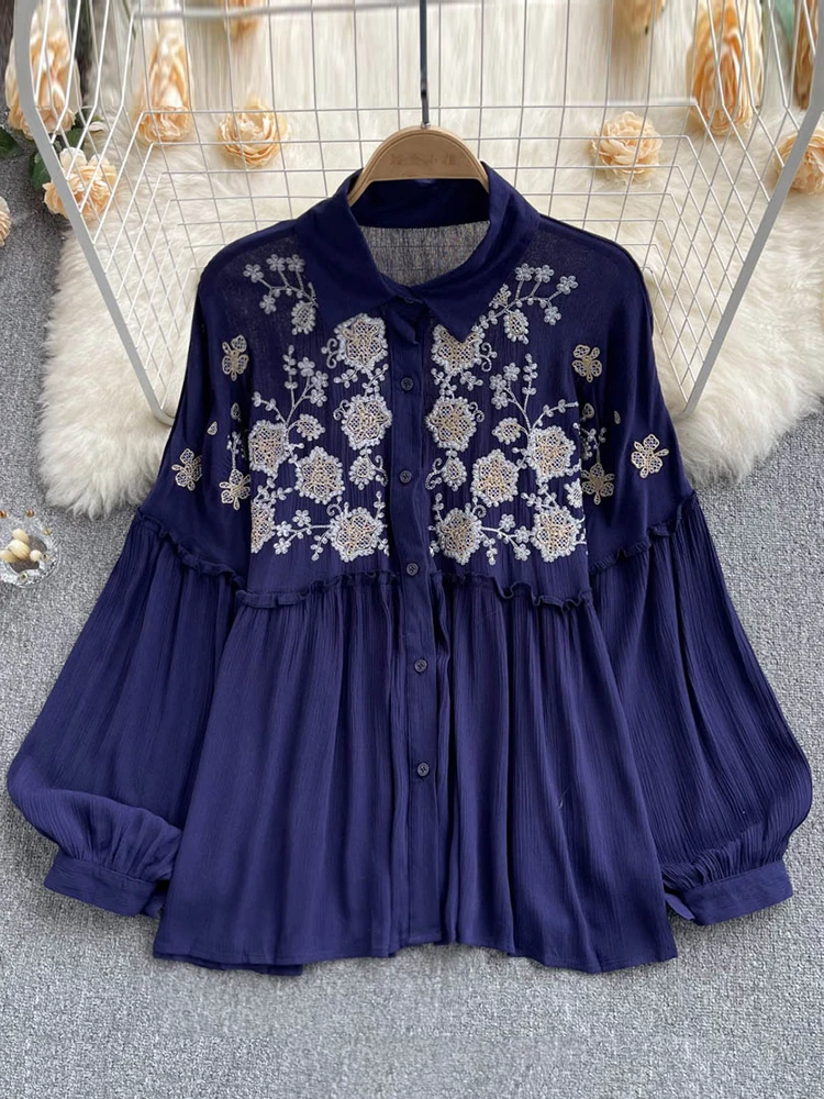 Women Summer Cardigan Heavy Industry Embroidered Shirt Age-Reducing Puff Sleeves Loose Versatile Holiday Temperament Tops D1831
Women Summer Cardigan Heavy Industry Embroidered Shirt Age-Reducing Puff Sleeves Loose Versatile Holiday Temperament Tops D1831