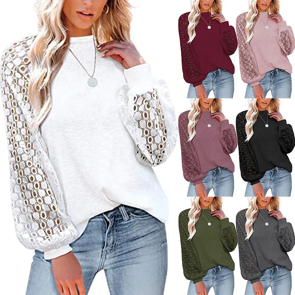 Autumn Winter New Solid Color O Neck Loose Lace Stitching Multicolor Chic T-shirts Office Lady Street Casual Long Sleeve Top
Autumn Winter New Solid Color O Neck Loose Lace Stitching Multicolor Chic T-shirts Office Lady Street Casual Long Sleeve Top
