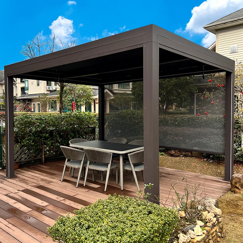 Aluminum alloy pavilion louver outdoor electric intelligent sunshade rain shelter ecological sun awning house pergola Greenhouse
Aluminum alloy pavilion louver outdoor electric intelligent sunshade rain shelter ecological sun awning house pergola Greenhouse