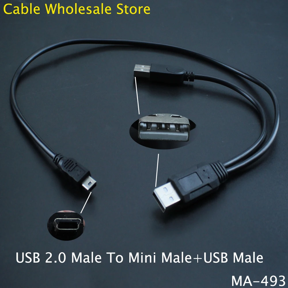 2-in-1 USB 2.0 Male To Mini 5-Pin Doublea 2A Plug Data Line Power Wire YSeparator For Hdd MP3 MP4 Camera Mobile Hard Drive Cable
2-in-1 USB 2.0 Male To Mini 5-Pin Doublea 2A Plug Data Line Power Wire YSeparator For Hdd MP3 MP4 Camera Mobile Hard Drive Cable
