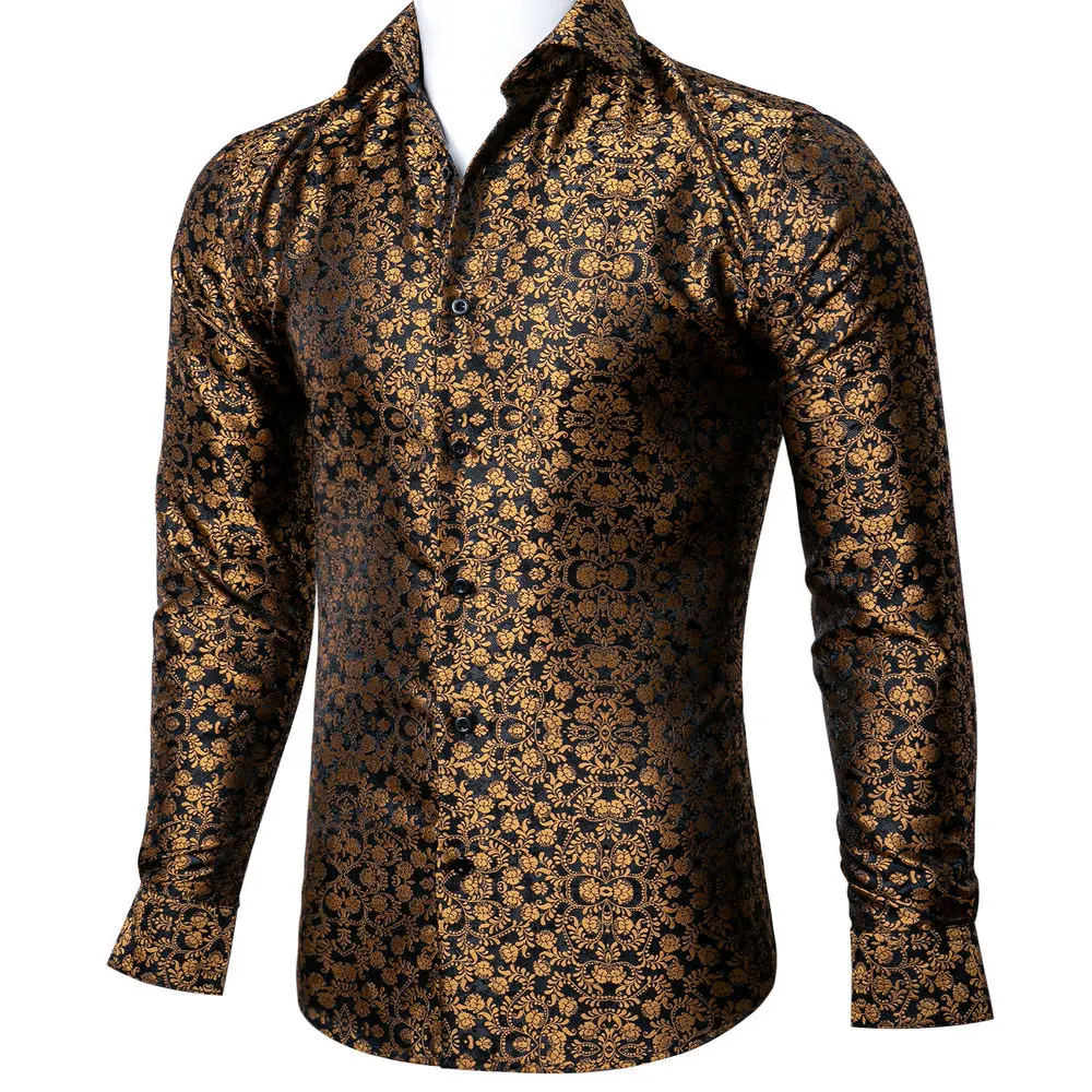 Floral Gold Long Sleeve Mens Shirt Novelty Turndown Collar Polyester Jacquard Casual Fit Business Wedding Designer Barry.Wang
Floral Gold Long Sleeve Mens Shirt Novelty Turndown Collar Polyester Jacquard Casual Fit Business Wedding Designer Barry.Wang