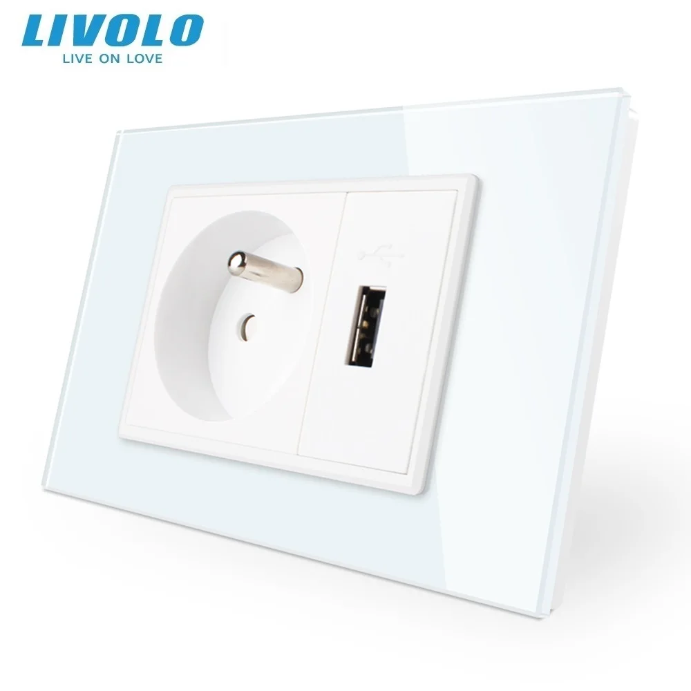 

Livolo Smart Home Automation Multi French Power Wall Socket,AC 110~250V 16A Wall Power Socket,VL-C9C1FR1U-11