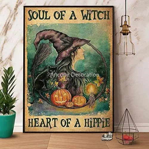 Witch Soul of The Witch Heart of Hippie Happy Halloween Metal Sign Art Tin Retro Home Coffee Wall Decor Room Decor Metal Tin Wal
Witch Soul of The Witch Heart of Hippie Happy Halloween Metal Sign Art Tin Retro Home Coffee Wall Decor Room Decor Metal Tin Wal
