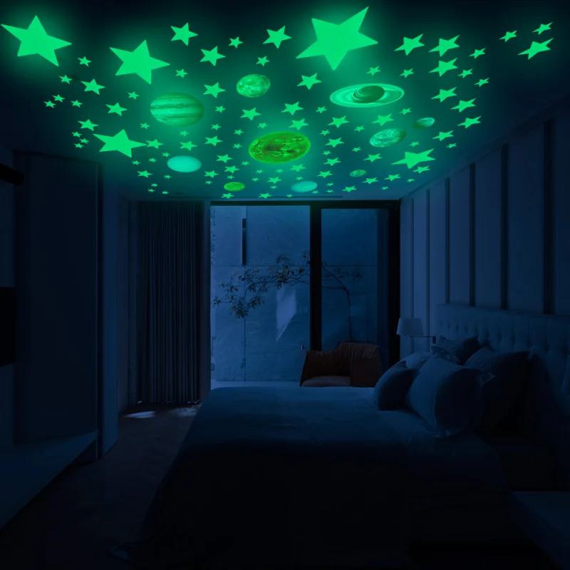 

Luminous Wall Stickers Stars Stickers Glow In The Dark Wall Decor Nine Planets In The Solar System Sticker Kids Room Home Decor