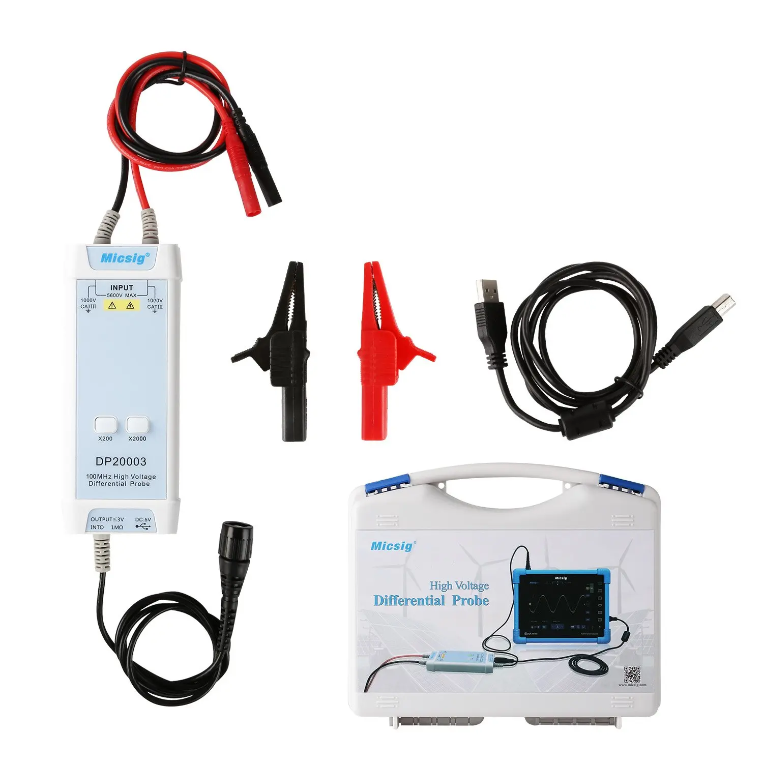 Высоковольтный дифференциальный Зонд высокого напряжения Micsig DP20003 100 МГц 5600 NS Время нарастания x с уровнем затухания в 
Высоковольтный дифференциальный Зонд высокого напряжения Micsig DP20003 100 МГц 5600 NS Время нарастания x с уровнем затухания в