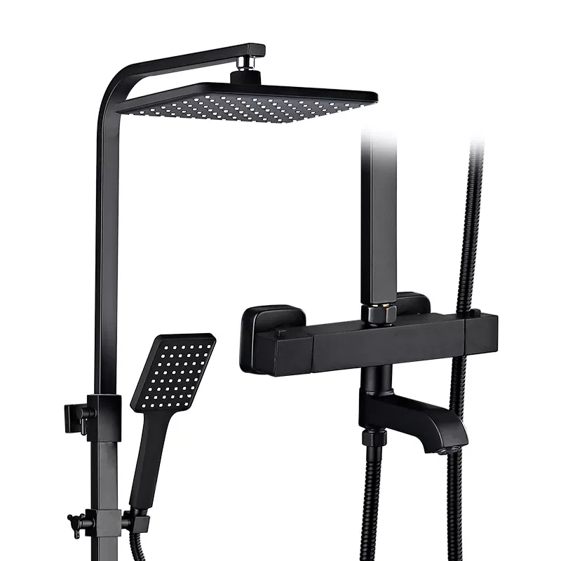 Matte Black Bathroom thermostatic Shower Faucet Set Rainfall Shower Mixer Tap Bathtub Shower Mixer Tap 3-way Shower Mixe
Matte Black Bathroom thermostatic Shower Faucet Set Rainfall Shower Mixer Tap Bathtub Shower Mixer Tap 3-way Shower Mixe