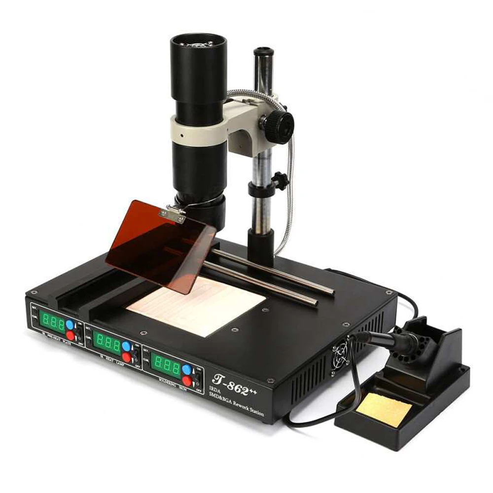 Авторизованная фотолаборатория T-862 ++ IRDA SMD и BGA IR наладочная станция IRDA сварочный аппарат инфракрасный SMT
Авторизованная фотолаборатория T-862 ++ IRDA SMD и BGA IR наладочная станция IRDA сварочный аппарат инфракрасный SMT
