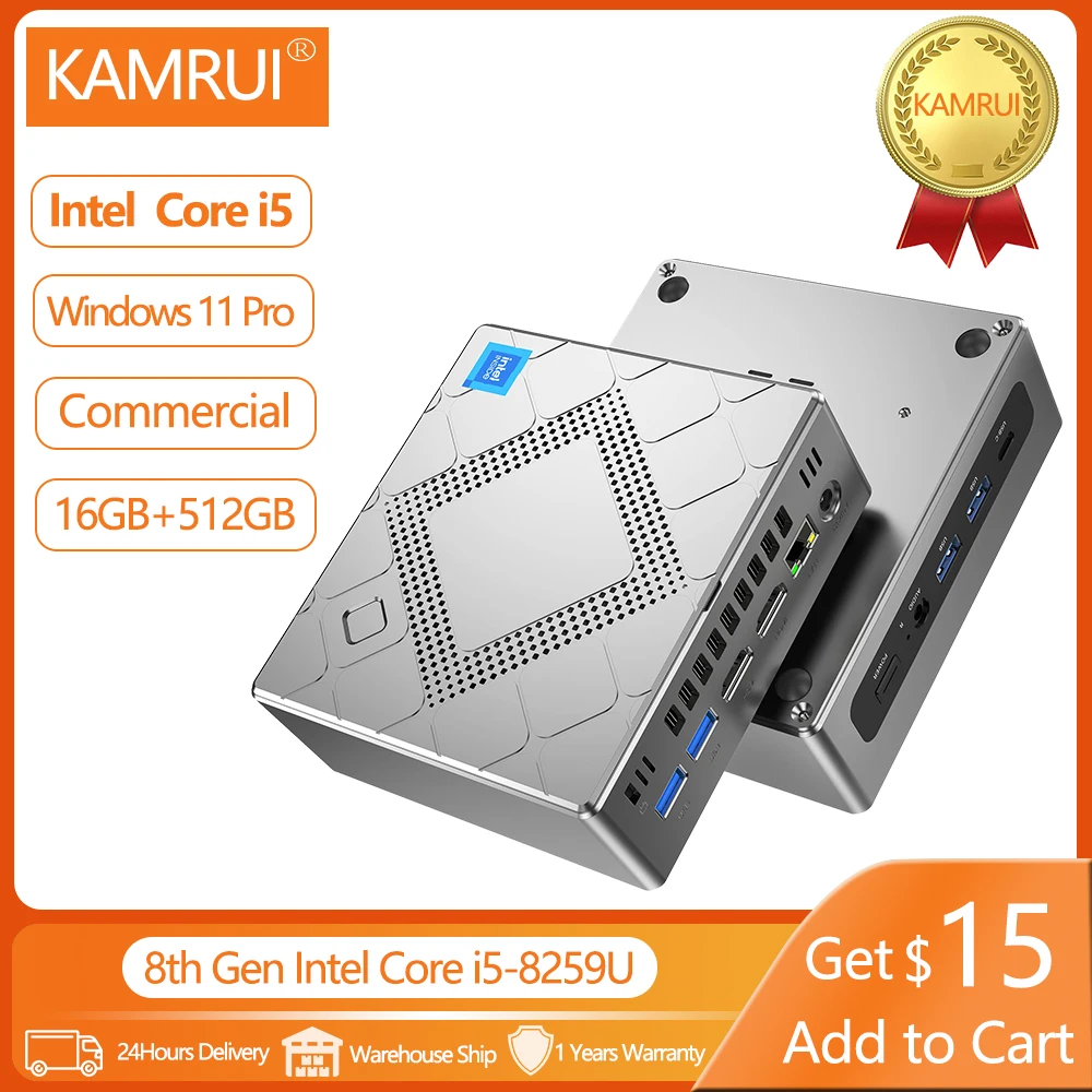 KAMRUI Mini PC Intel Core i5-8259U Windows 11 Pro Desktop Computer DDR4 16GB 512GB 4K HDMI Win 11 Commercial Support NVME SDD
KAMRUI Mini PC Intel Core i5-8259U Windows 11 Pro Desktop Computer DDR4 16GB 512GB 4K HDMI Win 11 Commercial Support NVME SDD