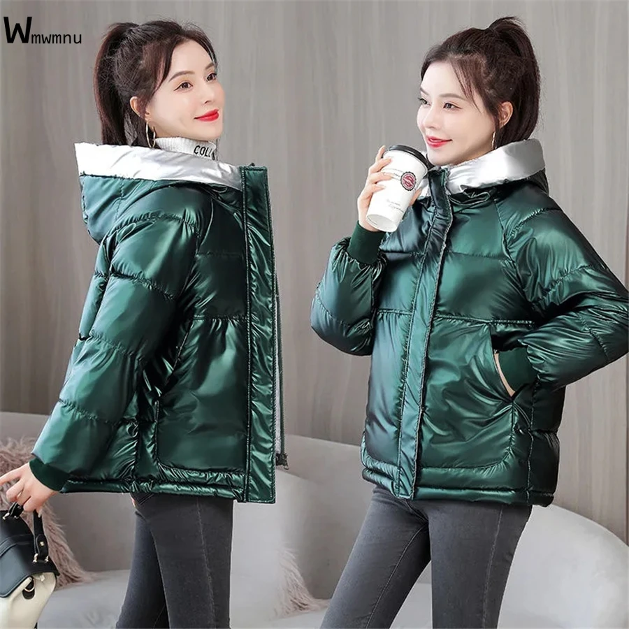 

Wash Free Bread Coat Women Warm Outwear Top Korean Parkas Snow Wear Sobretudo Winter Thicken Hooded Cotton Padded Glossy Jacket