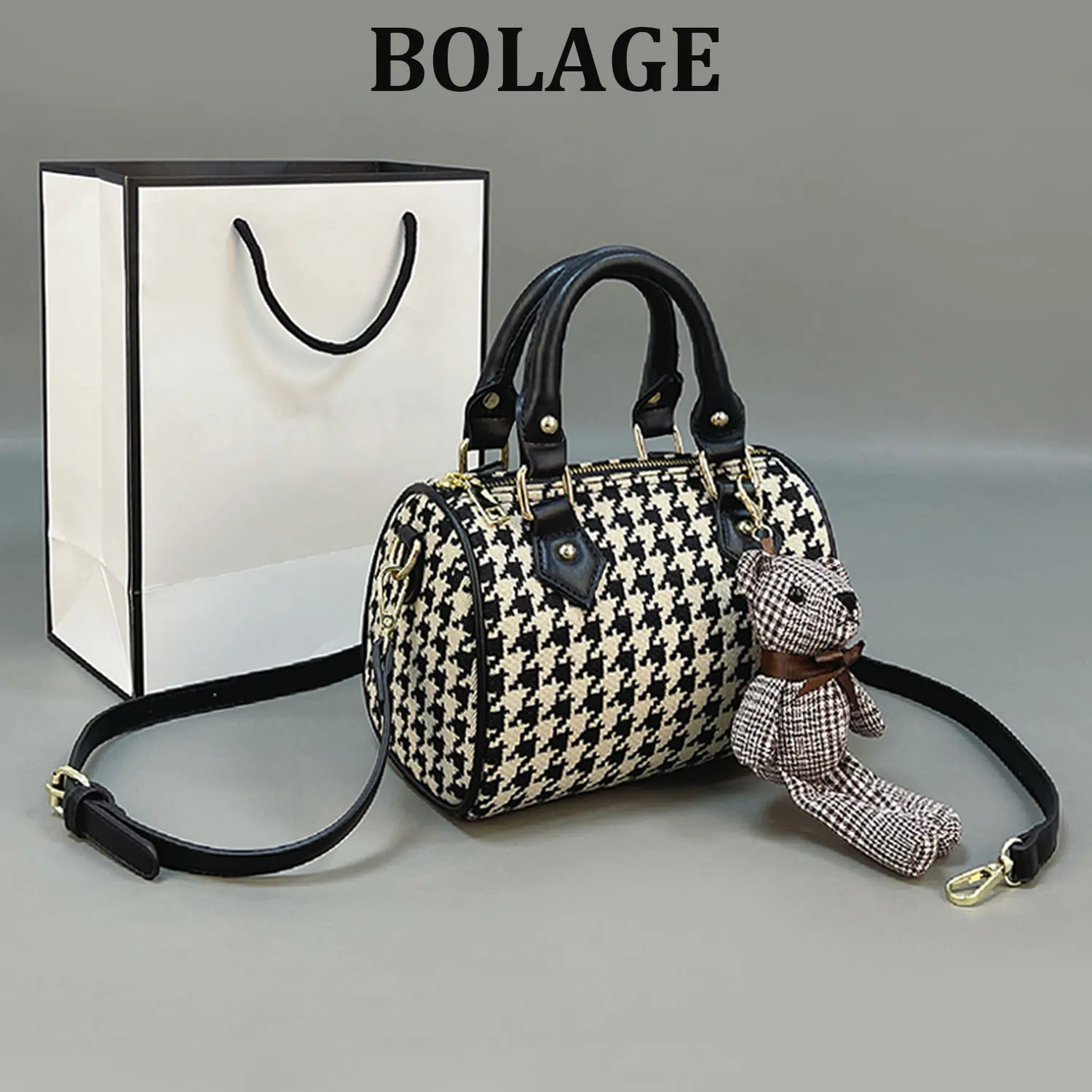 Niche summer bag women's 2022 new trendy all-match portable messenger bag Boston cylinder houndstooth pillow bag 
Niche summer bag women's 2022 new trendy all-match portable messenger bag Boston cylinder houndstooth pillow bag