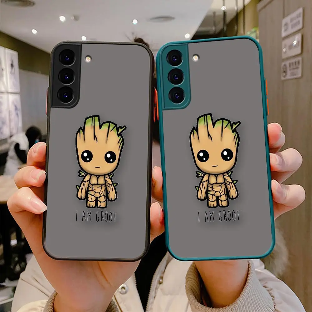 

Matte S23 Case Funda For Samsung S23 S22 S21 S20 S10 S10E S9 S8 Plus Lite Ultra 5G Clear Hard Case Cover Marvel Baby I AM GROOT