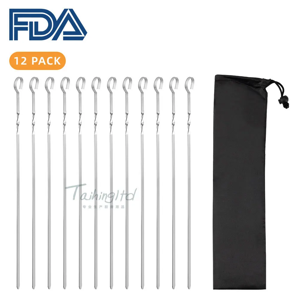 12pcs Kabob Skewers 14 15 17" Stainless Steel Bbq Barbecue Anti-Roll Shish Kebob Sticks Wide Reusable Grilling Skewers Set Fork
12pcs Kabob Skewers 14 15 17" Stainless Steel Bbq Barbecue Anti-Roll Shish Kebob Sticks Wide Reusable Grilling Skewers Set Fork