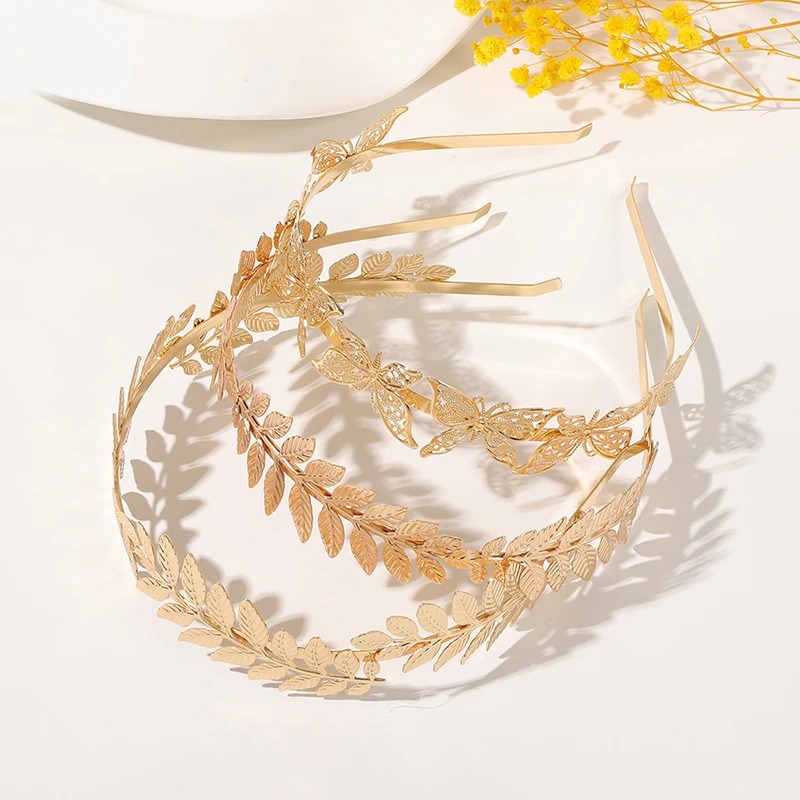 

New Fashion Bride Beautiful Simple Generous Metal Leaves Leaf Crown Hair Band Headband Women Girls Hair Accessories Headdress