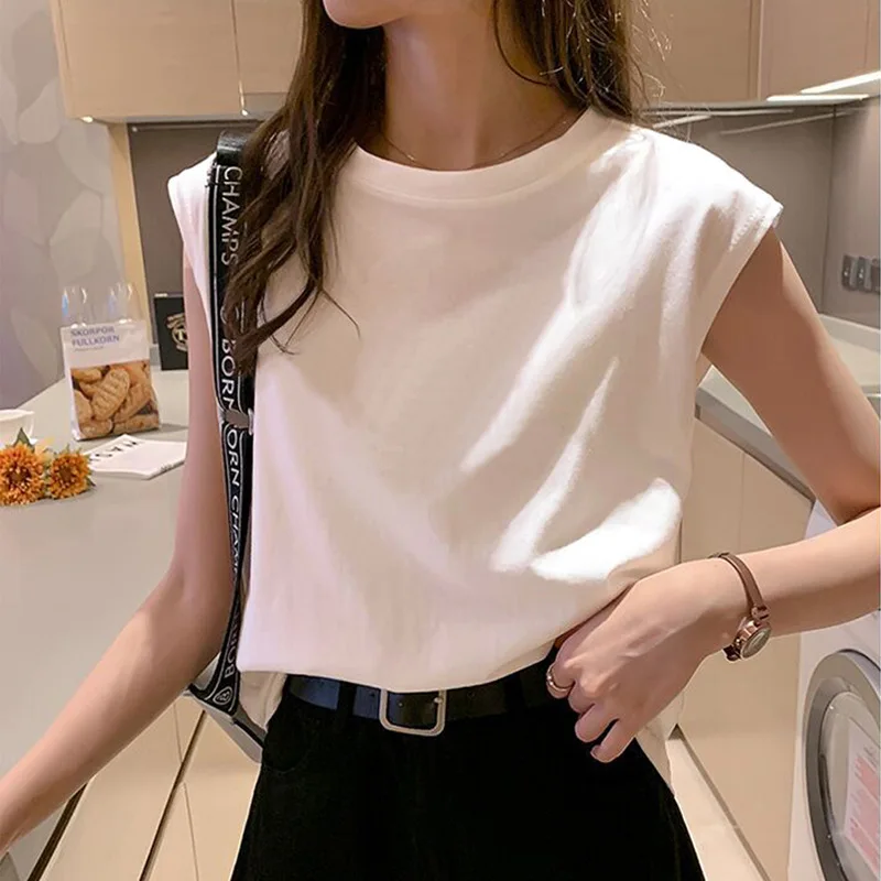 2023 Summer New White Tank Top Women's Loose Round Neck Sleeveless T-shirt Student Top Outerwear Underlay
2023 Summer New White Tank Top Women's Loose Round Neck Sleeveless T-shirt Student Top Outerwear Underlay