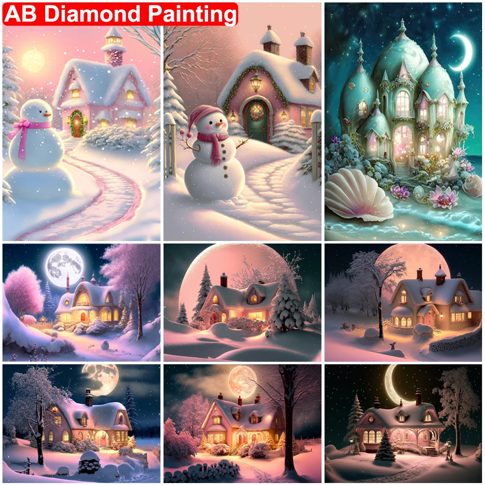 5D DIY AB Diamond Painting Snow House Full Drill Diamond Embroidery Moon Landscape Mosaic Cross Stitch Kits Home Decoration Gift
5D DIY AB Diamond Painting Snow House Full Drill Diamond Embroidery Moon Landscape Mosaic Cross Stitch Kits Home Decoration Gift