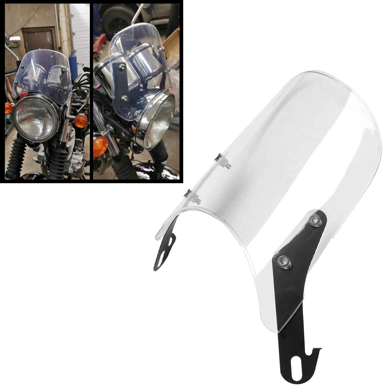 

Transparent 5"-7" Headlight Retro Custom Compact Sport Wind Deflector Windshield For Honda Yamaha Harley Suzuki Ducati