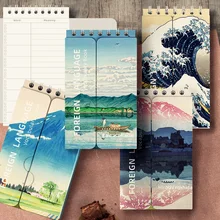Portable Mini Notebook Japanese Famous Painting Pocket Spiral Notebook Languages Learning Word Book for School Stationery