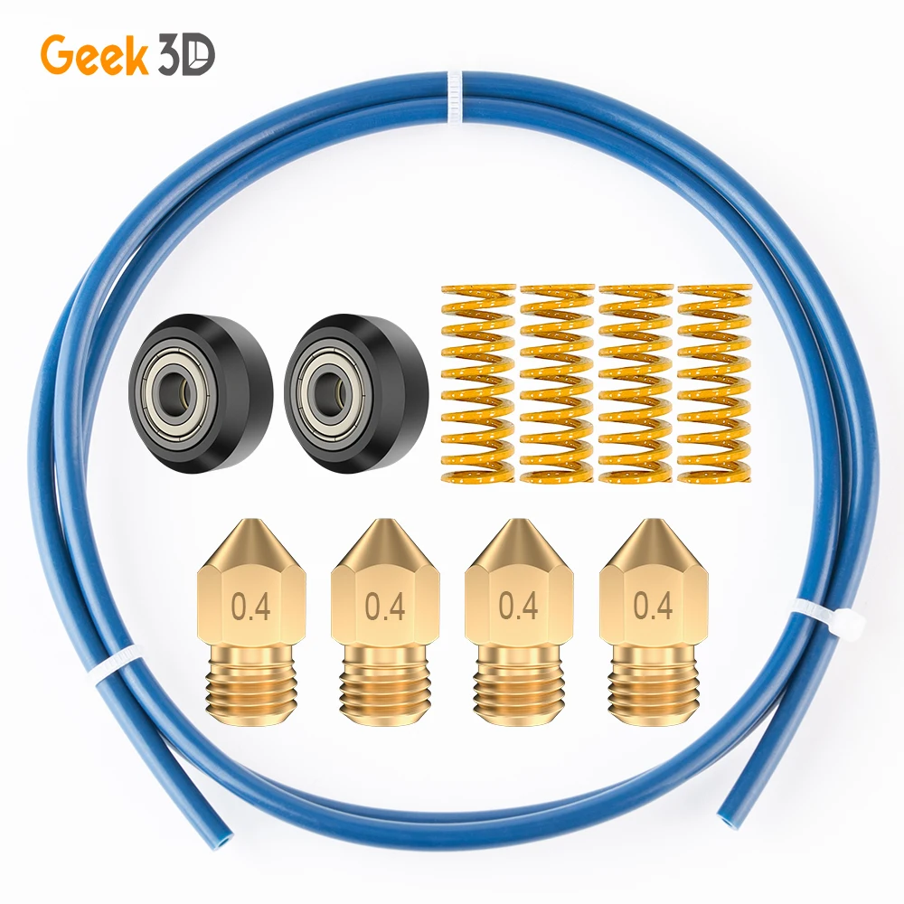 PTFE Tubing 1M 3D Printer Parts Kit Bed-Level Springs 2PCS POM Wheel 4PCS MK8 Nozzles 0.4mm for Ender 3/5 CR-10 3D Printers
PTFE Tubing 1M 3D Printer Parts Kit Bed-Level Springs 2PCS POM Wheel 4PCS MK8 Nozzles 0.4mm for Ender 3/5 CR-10 3D Printers