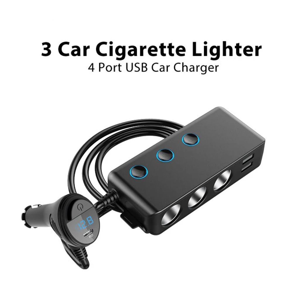 120W Car Charger 12/24V Car Lighter Splitter Four USB Fast Charging Adapter with Voltmeter ON/OFF Switch for GPS Mobile Phone
120W Car Charger 12/24V Car Lighter Splitter Four USB Fast Charging Adapter with Voltmeter ON/OFF Switch for GPS Mobile Phone