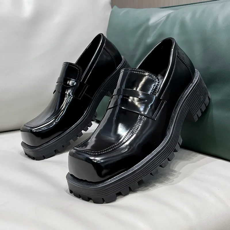 Men Square Toe Thick Sole Japan Korean Streetwear Fashion Casual Hip Hop Leather Shoes Male Office Commute Loafers Leather Shoes
Men Square Toe Thick Sole Japan Korean Streetwear Fashion Casual Hip Hop Leather Shoes Male Office Commute Loafers Leather Shoes