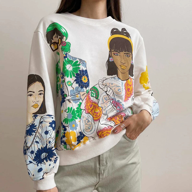 Spring Autumn Women's 2022Printed Loose Sweatshirt Casual Crew Neck Long-sleeved Color Contrast White Pullover Top Female
Spring Autumn Women's 2022Printed Loose Sweatshirt Casual Crew Neck Long-sleeved Color Contrast White Pullover Top Female
