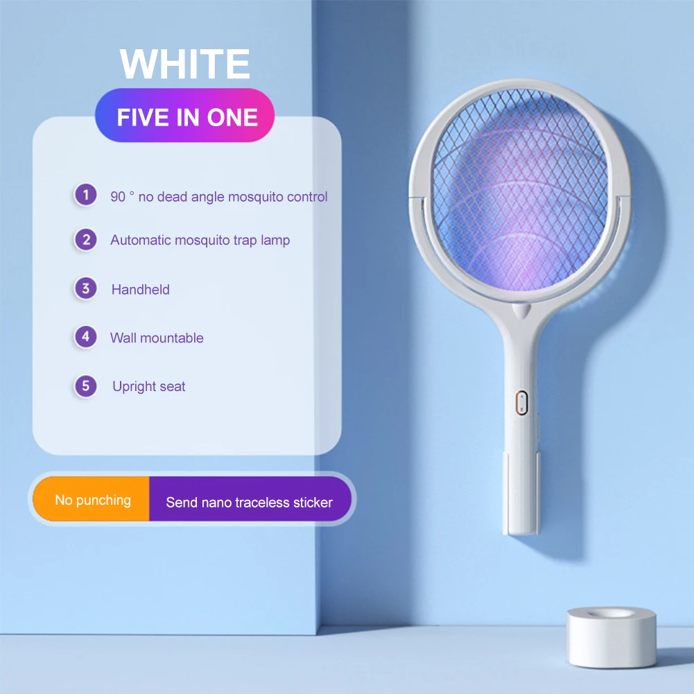 New 5 IN 1 Electric Mosquito Swatter Mosquito Killer Lamp 3500V USB Rechargeable Angle Adjustable Electric Bug Zapper Fly Bat
New 5 IN 1 Electric Mosquito Swatter Mosquito Killer Lamp 3500V USB Rechargeable Angle Adjustable Electric Bug Zapper Fly Bat