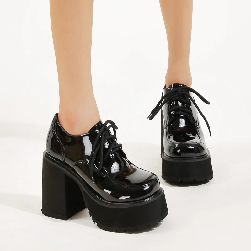 Thick Heel Platform Thick Sole Cross Tie Lacquer Large Women's Shoes 35-43 Round head Japanese style pumps
Thick Heel Platform Thick Sole Cross Tie Lacquer Large Women's Shoes 35-43 Round head Japanese style pumps