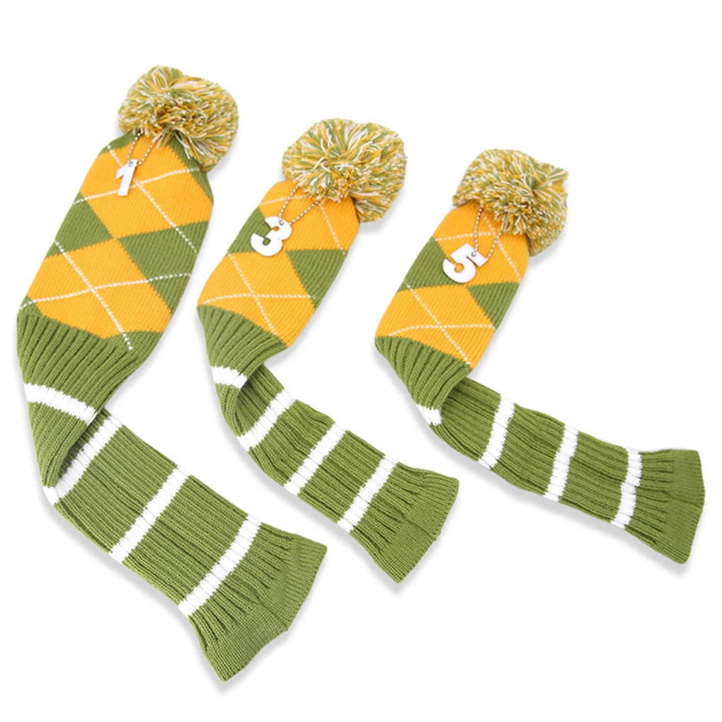Pack of 3 Golf Driver Knitted Headcover Kit Fairway Stick Decoration with Numbers Exercising Protector Covers Presents
Pack of 3 Golf Driver Knitted Headcover Kit Fairway Stick Decoration with Numbers Exercising Protector Covers Presents