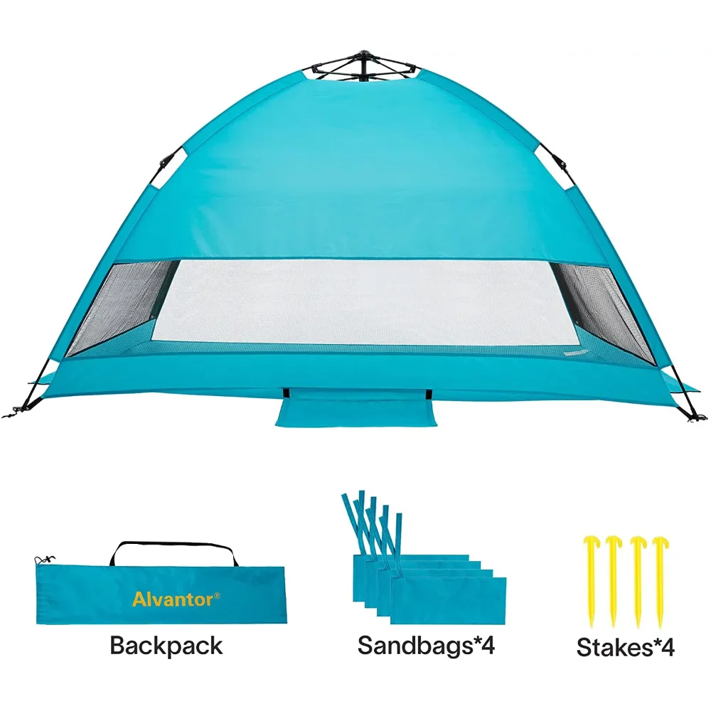 

Beach Umbrella Tent Automatic Pop Up Sun Shelter UPF 50+ Cabana Camping Hiking Canopy by Alvantor, Blueshore