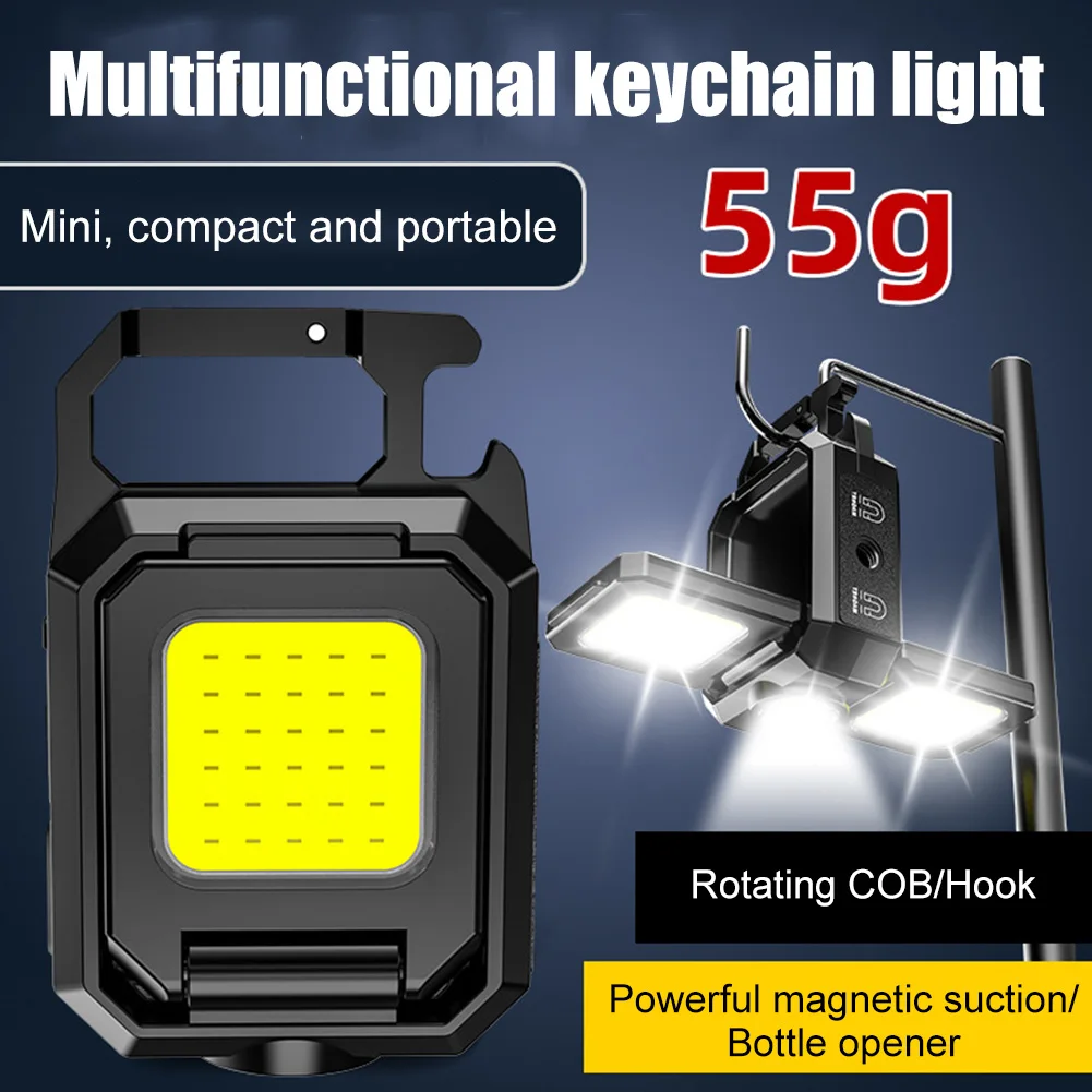 

XPE Pocket Work Light 1000LM COB LED Mini Keychain Light 800mAh Type-C USB Rechargeable IPX4 Waterproof Portable Outdoor Tool