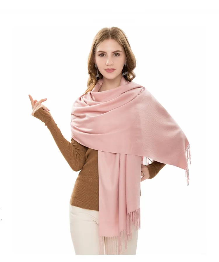 

Cashmere Like Scarf for Women Solid Wraps Winter Cappa Autumn Shawl Versatile Long Tassel Spring Muffler New Neckerchief Wide