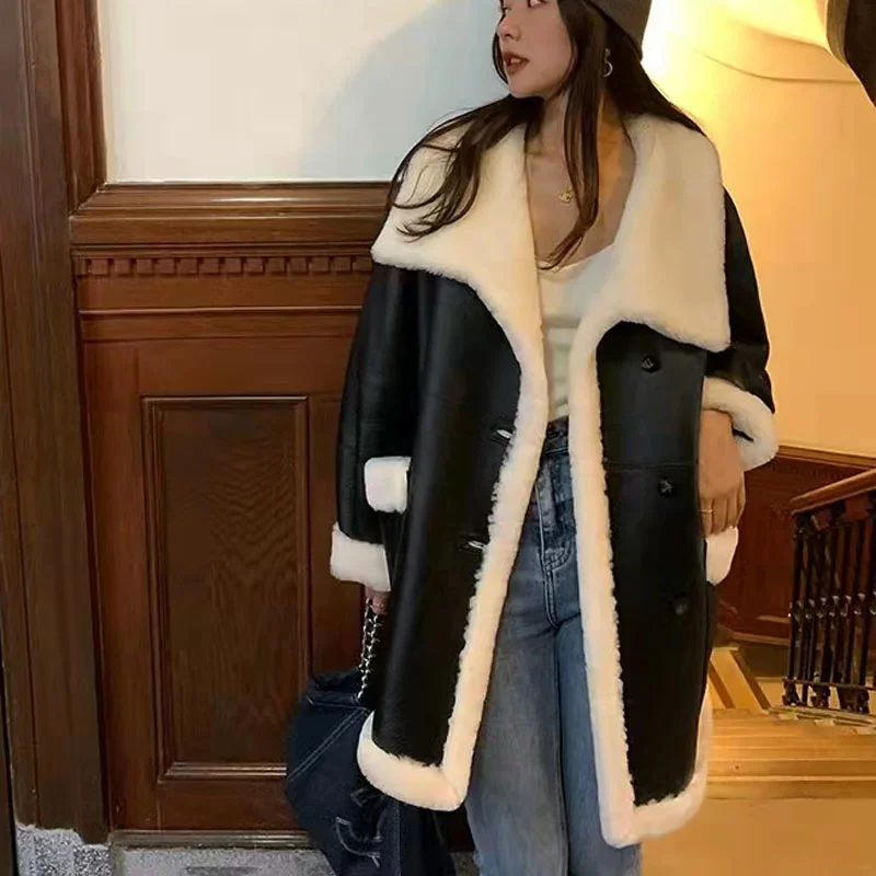 Coat Natural Fur Real Sheep Winter Women High Quality Medium Length Thick Warm Genuine Leather Jacket Both Sides To Wear
Coat Natural Fur Real Sheep Winter Women High Quality Medium Length Thick Warm Genuine Leather Jacket Both Sides To Wear