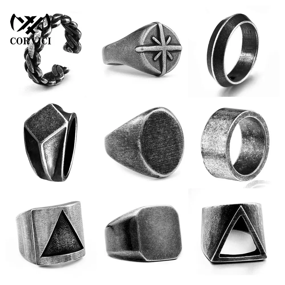 CORVICI Brand Simple Design Viking Vintage Gothic Aesthetic Retro Stainless Steel Biker Accessories Jewelry Rings for Women Men
CORVICI Brand Simple Design Viking Vintage Gothic Aesthetic Retro Stainless Steel Biker Accessories Jewelry Rings for Women Men