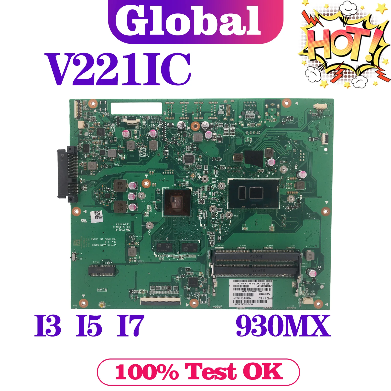 

Notebook V221IC Mainboard For ASUS Vivo AiO V221ID V221 V221ICUK Laptop Motherboard With i3 i5 i7 930MX MAIN BOARD TEST OK