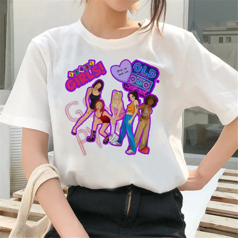 Летний топ для девочек СПАЙС, одежда для мужчин, винтажная Повседневная белая футболка y2k, эстетические топы, футболки, белая футболка 
Летний топ для девочек СПАЙС, одежда для мужчин, винтажная Повседневная белая футболка y2k, эстетические топы, футболки, белая футболка