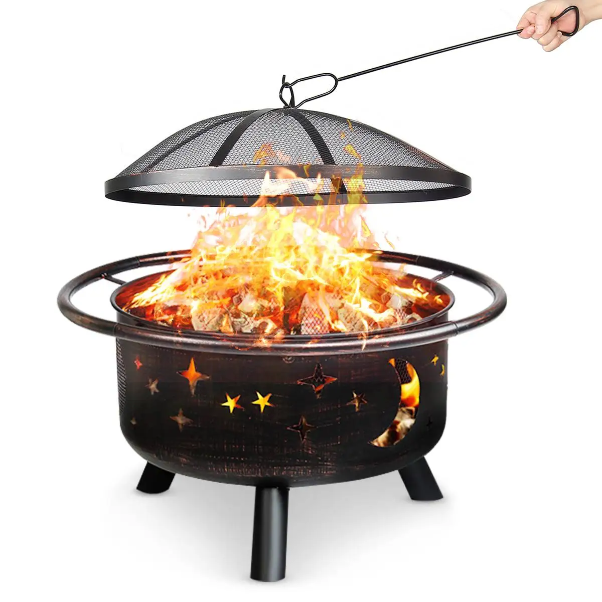 30Inch Iron Large Fire Pits Cast Iron Firepit BBQ Burn Pit Outdoor For Garden Patio Terrace Camping Stand Stove With Dust Cover
30Inch Iron Large Fire Pits Cast Iron Firepit BBQ Burn Pit Outdoor For Garden Patio Terrace Camping Stand Stove With Dust Cover