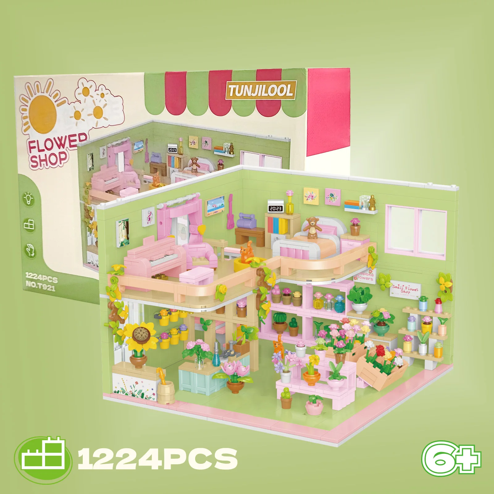 TUNJILOOL 1200Pcs+ DIY Flower Shop Building Blocks City Street View Model Bricks Assembly Educational Toys For Children Gifts
TUNJILOOL 1200Pcs+ DIY Flower Shop Building Blocks City Street View Model Bricks Assembly Educational Toys For Children Gifts